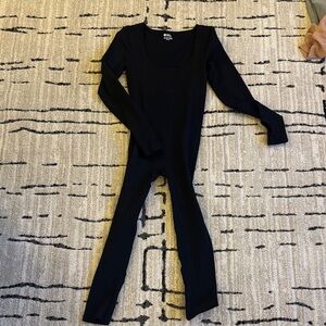 Ribbed Black Long Sleeve Jumpsuit